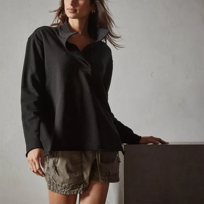 WOMEN James Perse SWEAT TOPSBOTTOMS French Terry Open Funnel Neck Black