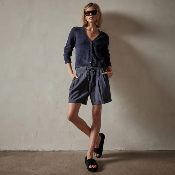 WOMEN James Perse SWEATERS Cotton Cashmere Blend Cardigan Navy
