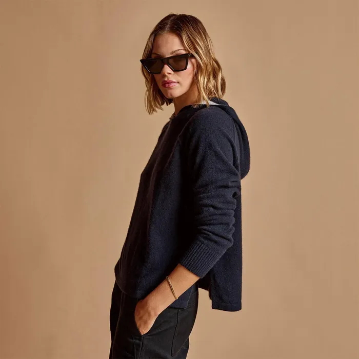 WOMEN James Perse SWEATERS La Paz Cashmere Blend Hoodie French Navy