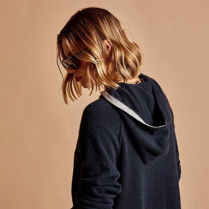 WOMEN James Perse SWEATERS La Paz Cashmere Blend Hoodie French Navy