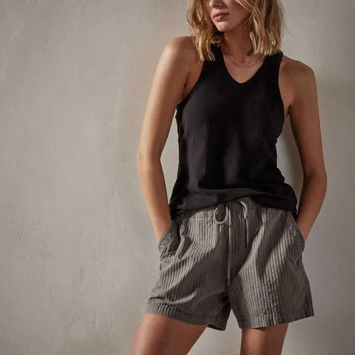 WOMEN James Perse TANKS Cut Away Racer Back Tank Black