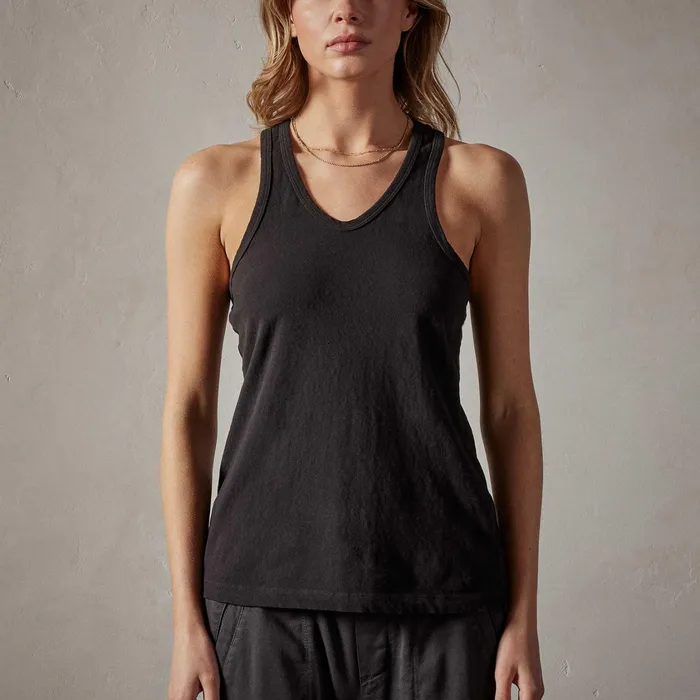 WOMEN James Perse TANKS Cut Away Racer Back Tank Black