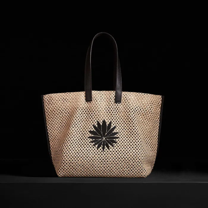 WOMEN James Perse Tote Bags Lotus Raffia Tote Black Sea