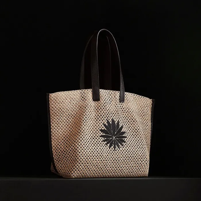 WOMEN James Perse Tote Bags Lotus Raffia Tote Black Sea