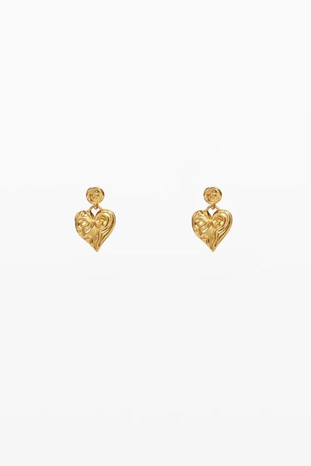 Women Jewellery Desigual Zalio Gold Plated Heart Earrings