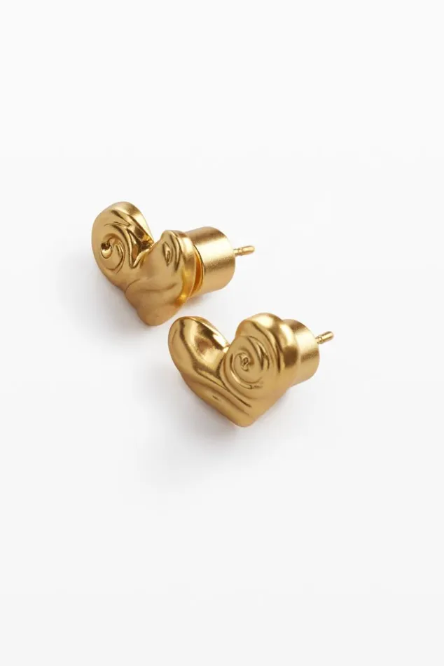 Women Jewellery Desigual Zalio Goldplated Heart Stud Earrings