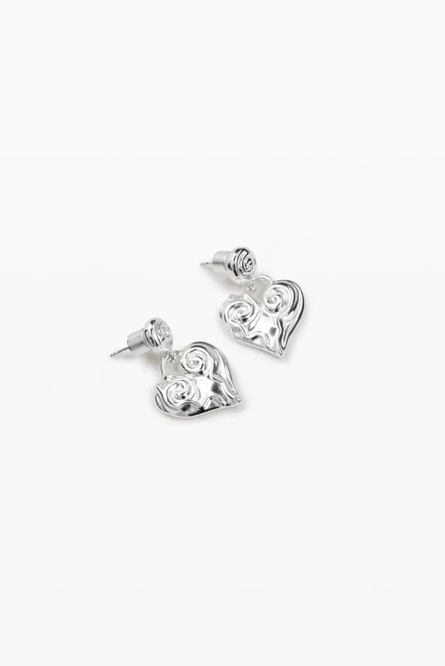 Women Jewellery Desigual Zalio Silver Plated Heart Earrings