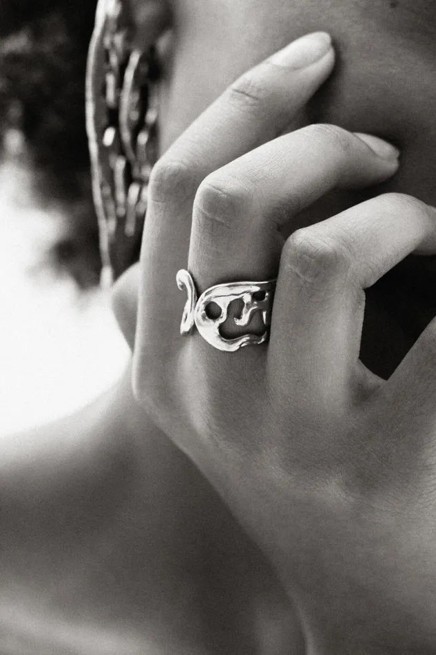 Women Jewellery Desigual Zalio Silver Plated Organic Shape Ring