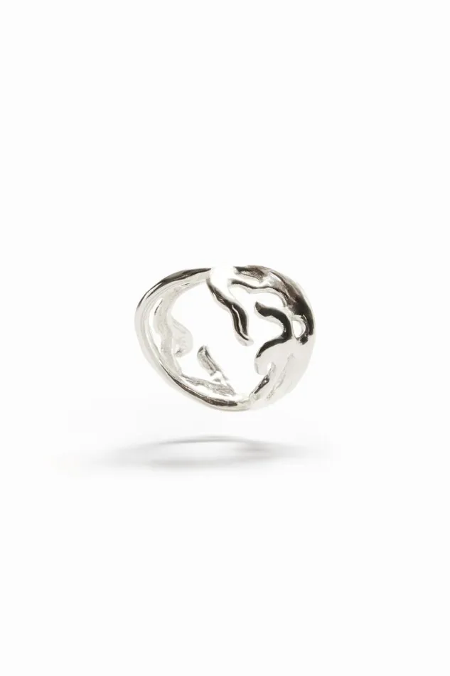 Women Jewellery Desigual Zalio Silver Plated Organic Shape Ring