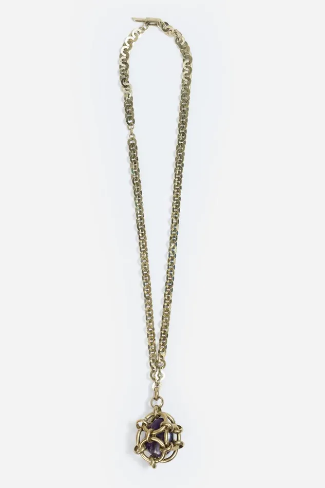 Women Jewelry Johnny Was CAGED STONE NECKLACE Gold