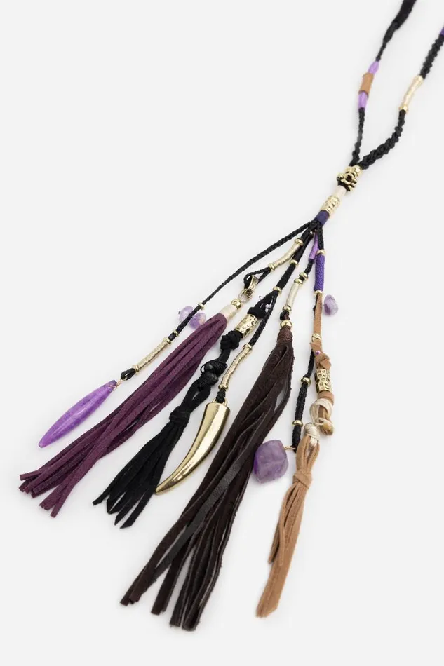 Women Jewelry Johnny Was MIXED TASSEL PENDANT NECKLACE Purple Taupe Women Jewelry Johnny Was MIXED TASSEL PENDANT NECKLACE Purple Taupe