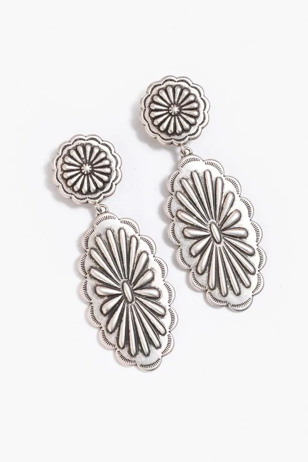 Women Jewelry Johnny Was RIVER RANCH CONCHO EARRING Silver
