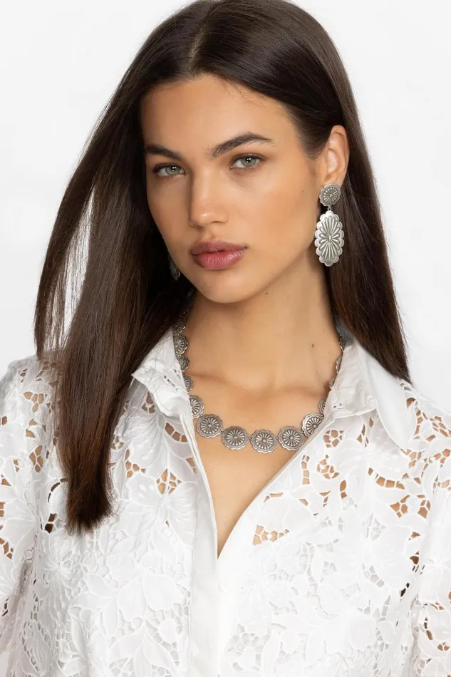 Women Jewelry Johnny Was RIVER RANCH CONCHO EARRING Silver