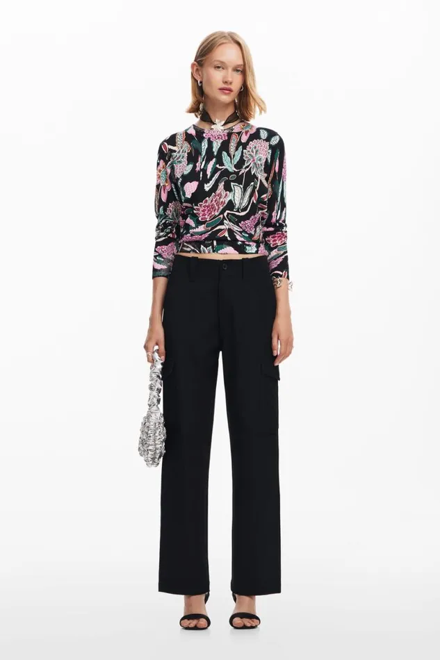 Women Jumpers Desigual Botanical Print Knit Sweater