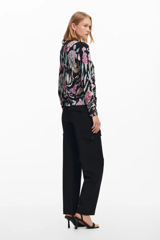 Women Jumpers Desigual Botanical Print Knit Sweater