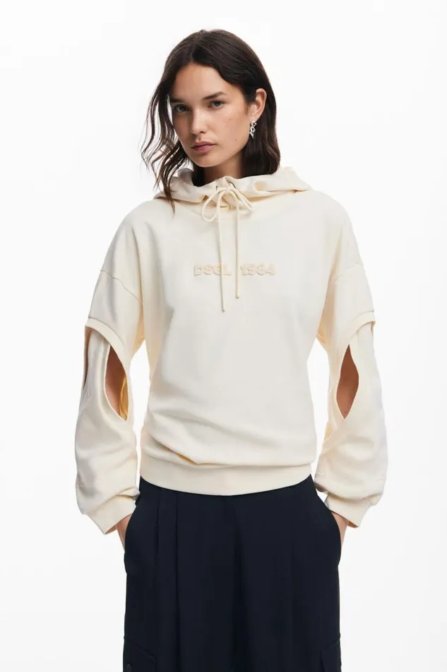 Women Jumpers Desigual Oversized Sweatshirt With Sleeve Slits