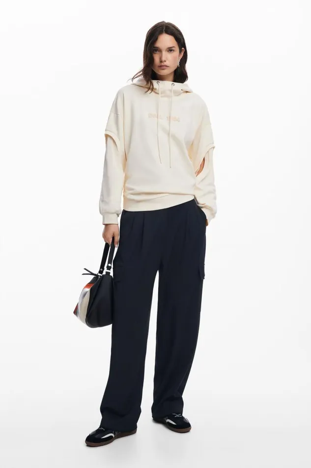 Women Jumpers Desigual Oversized Sweatshirt With Sleeve Slits