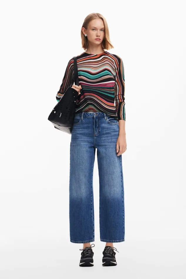 Women Jumpers Desigual Wavy Striped Sweater