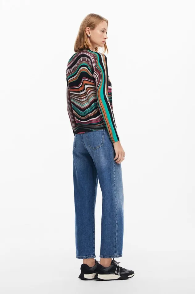 Women Jumpers Desigual Wavy Striped Sweater