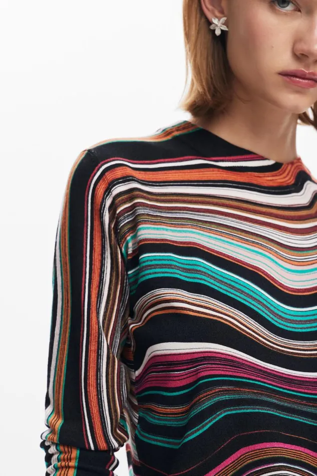 Women Jumpers Desigual Wavy Striped Sweater