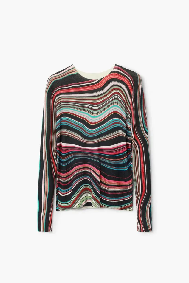 Women Jumpers Desigual Wavy Striped Sweater
