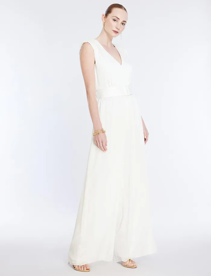 Women Jumpsuits and Rompers BCBG Imogen Belted Jumpsuit Gardenia
