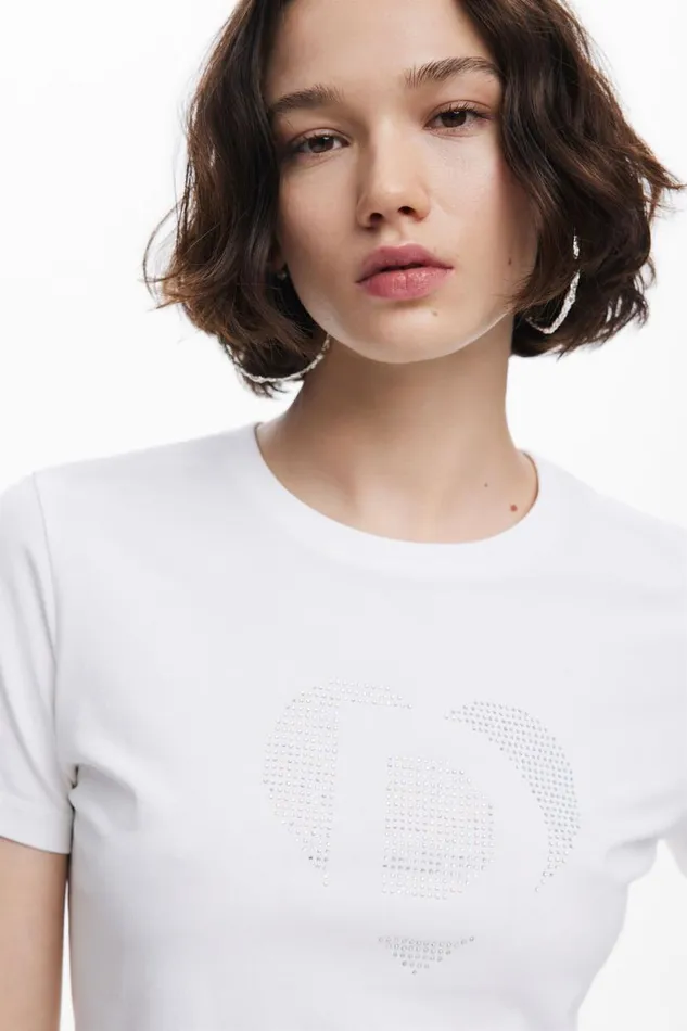 WomenKids Tshirts Desigual Tshirt With Strass Logo
