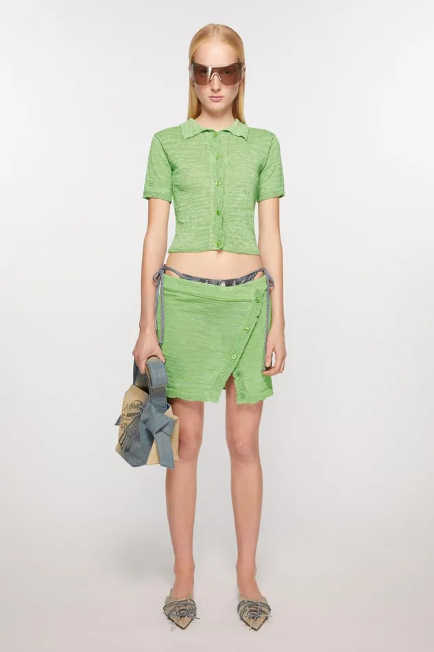 Women Knit Mini Skirt Bright Green Acne Studios Skirts