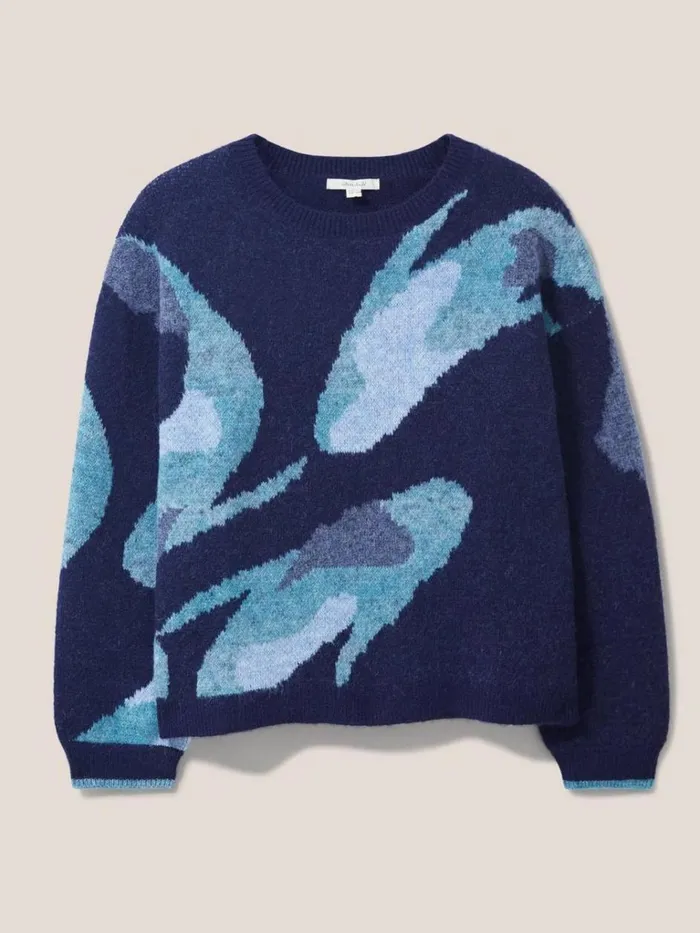 Women KNITWEAR White Stuff ABSTRACT KOI JUMPER Navy Multi Women KNITWEAR White Stuff ABSTRACT KOI JUMPER Navy Multi