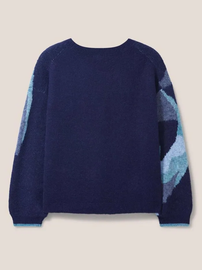 Women KNITWEAR White Stuff ABSTRACT KOI JUMPER Navy Multi Women KNITWEAR White Stuff ABSTRACT KOI JUMPER Navy Multi