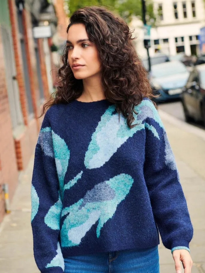Women KNITWEAR White Stuff ABSTRACT KOI JUMPER Navy Multi Women KNITWEAR White Stuff ABSTRACT KOI JUMPER Navy Multi