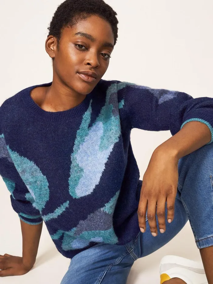 Women KNITWEAR White Stuff ABSTRACT KOI JUMPER Navy Multi Women KNITWEAR White Stuff ABSTRACT KOI JUMPER Navy Multi
