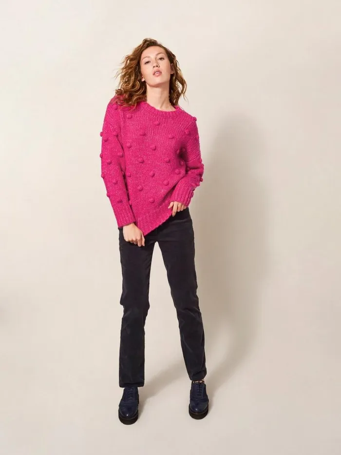 Women KNITWEAR White Stuff BOBBLE JUMPER Bright Pink