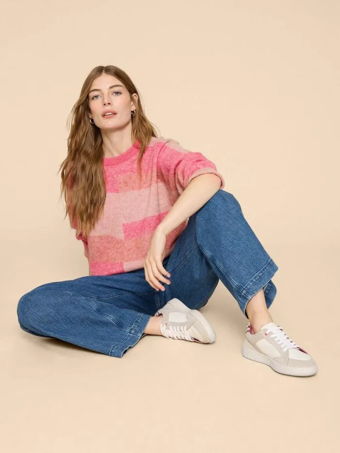 Women KNITWEAR White Stuff COLOURBLOCK DOLLY JUMPER Pink Multi
