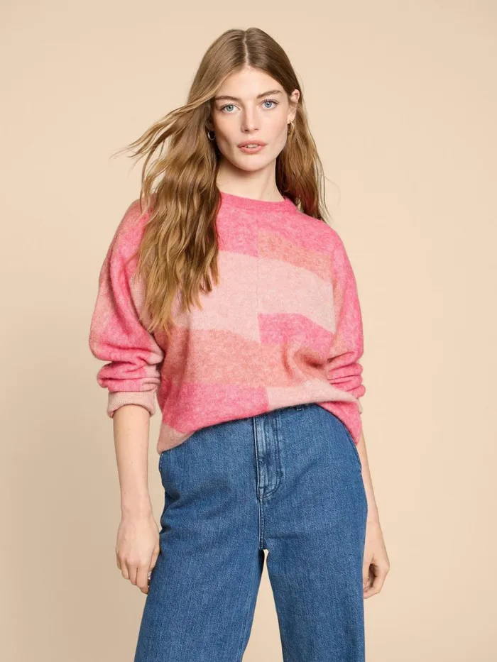Women KNITWEAR White Stuff COLOURBLOCK DOLLY JUMPER Pink Multi Women KNITWEAR White Stuff COLOURBLOCK DOLLY JUMPER Pink Multi