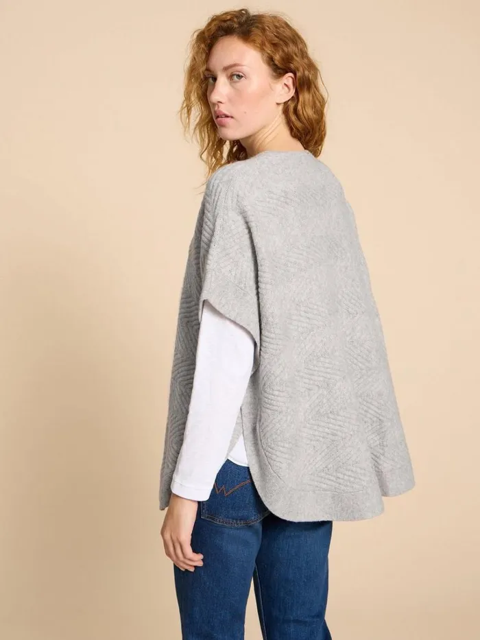Women KNITWEAR White Stuff Florence Knitted Poncho Grey Marl Women KNITWEAR White Stuff Florence Knitted Poncho Grey Marl