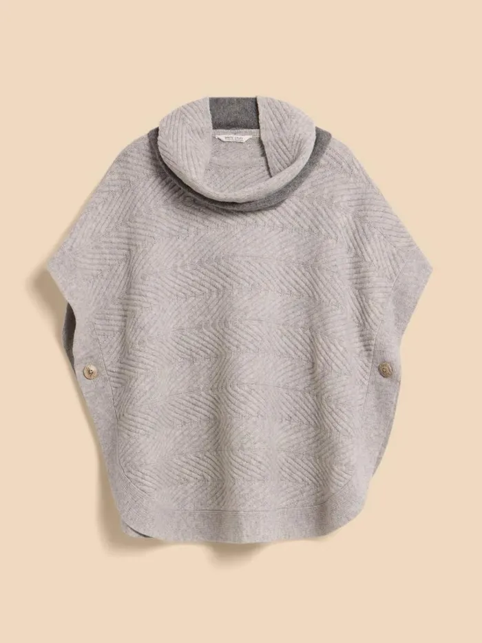 Women KNITWEAR White Stuff Florence Knitted Poncho Grey Marl Women KNITWEAR White Stuff Florence Knitted Poncho Grey Marl