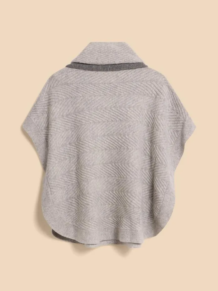 Women KNITWEAR White Stuff Florence Knitted Poncho Grey Marl Women KNITWEAR White Stuff Florence Knitted Poncho Grey Marl