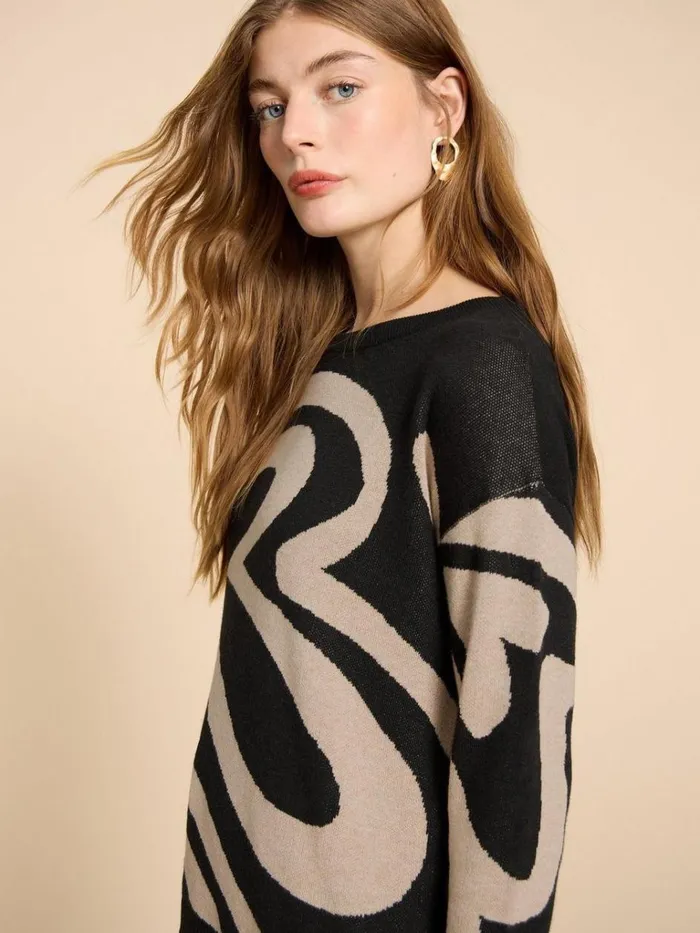 Women KNITWEAR White Stuff HEART OLIVE JUMPER Black Multi Women KNITWEAR White Stuff HEART OLIVE JUMPER Black Multi