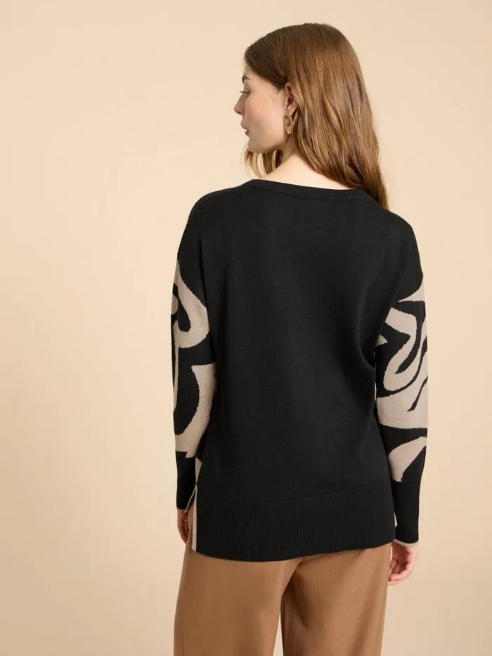 Women KNITWEAR White Stuff HEART OLIVE JUMPER Black Multi Women KNITWEAR White Stuff HEART OLIVE JUMPER Black Multi