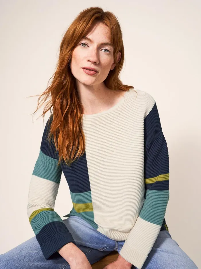 Women KNITWEAR White Stuff JANA JUMPER Teal Multi
