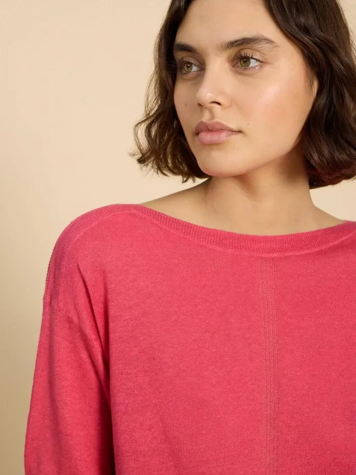 Women KNITWEAR White Stuff LINEN CREW JUMPER Bright Pink Women KNITWEAR White Stuff LINEN CREW JUMPER Bright Pink