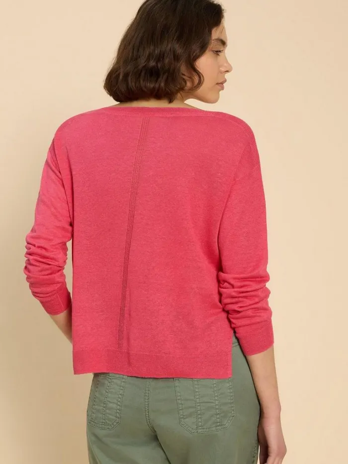 Women KNITWEAR White Stuff LINEN CREW JUMPER Bright Pink Women KNITWEAR White Stuff LINEN CREW JUMPER Bright Pink