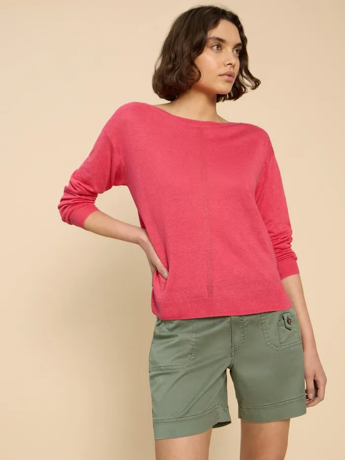 Women KNITWEAR White Stuff LINEN CREW JUMPER Bright Pink Women KNITWEAR White Stuff LINEN CREW JUMPER Bright Pink