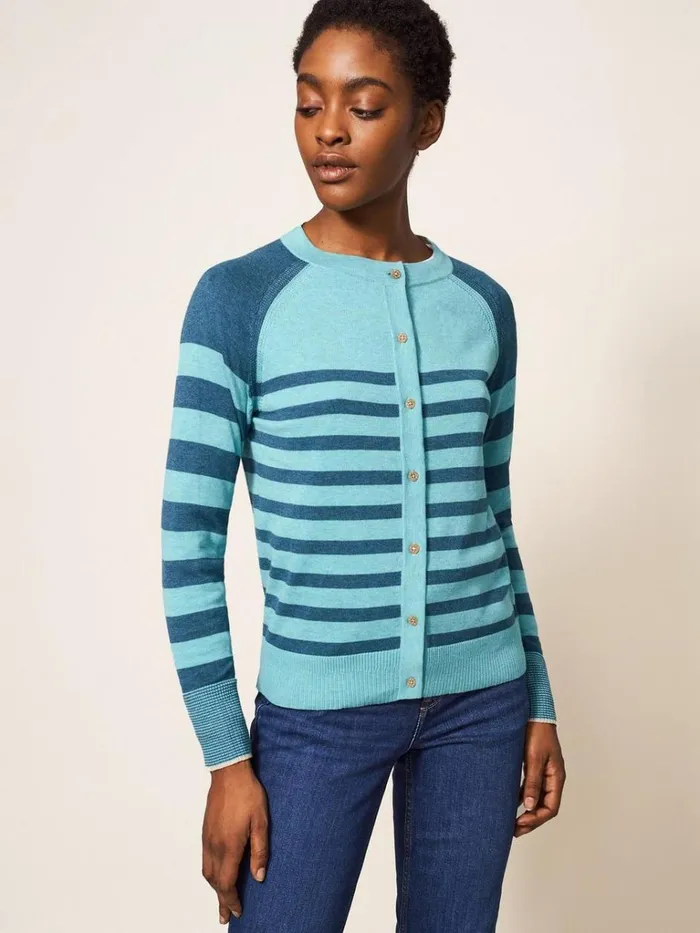 Women KNITWEAR White Stuff LULU CARDI Blue Multi Women KNITWEAR White Stuff LULU CARDI Blue Multi