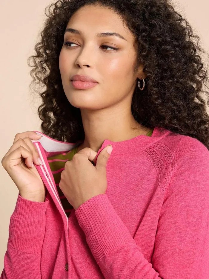 Women KNITWEAR White Stuff LULU KNIT CARDI Mid Pink Women KNITWEAR White Stuff LULU KNIT CARDI Mid Pink