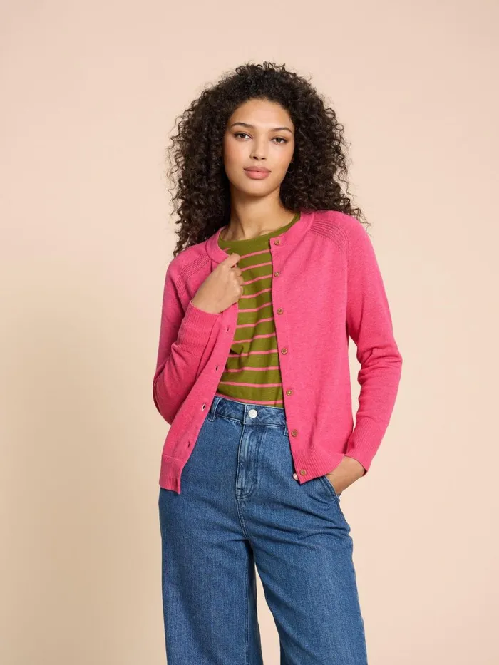 Women KNITWEAR White Stuff LULU KNIT CARDI Mid Pink Women KNITWEAR White Stuff LULU KNIT CARDI Mid Pink