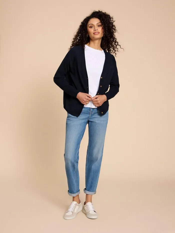 Women KNITWEAR White Stuff LUNA V NECK CARDI Dark Navy