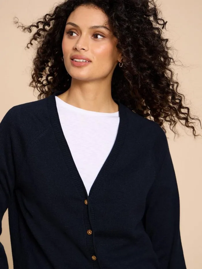 Women KNITWEAR White Stuff LUNA V NECK CARDI Dark Navy Women KNITWEAR White Stuff LUNA V NECK CARDI Dark Navy