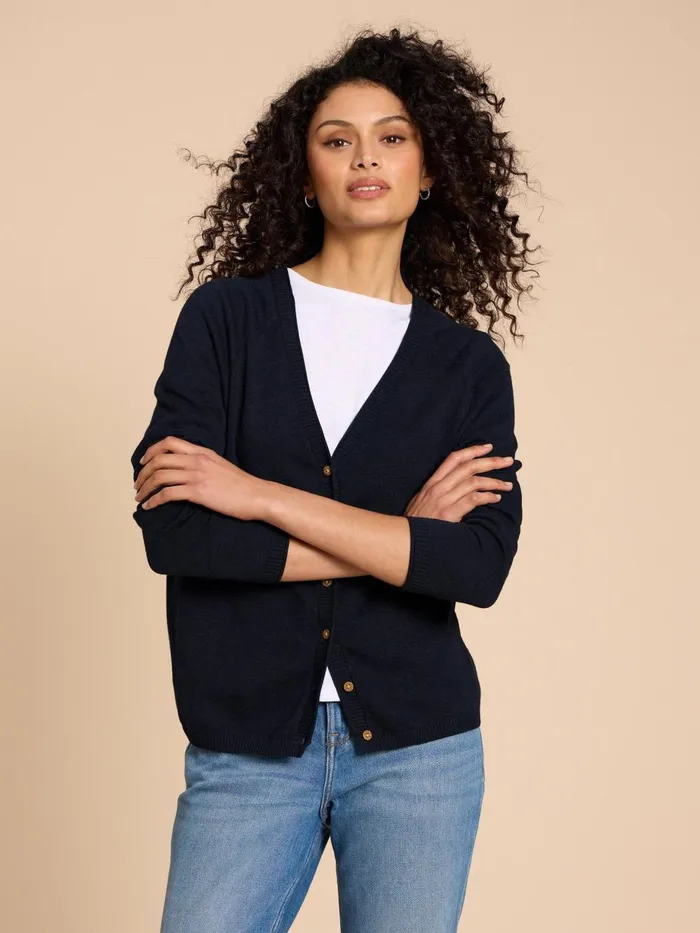 Women KNITWEAR White Stuff LUNA V NECK CARDI Dark Navy Women KNITWEAR White Stuff LUNA V NECK CARDI Dark Navy
